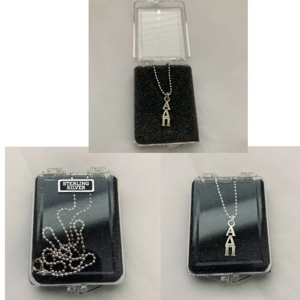 STERLING SORORITY Alpha Delta Pi Vertical Silver Necklace ADPI NIB VINTAGE